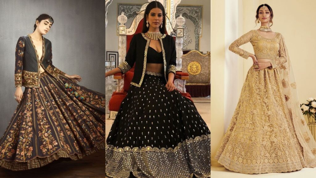 indo western lehenga designs, lehenga dresses with embellished jackets, Winter wedding outfit ideas, winter wedding dresses, winter wedding outfits, 