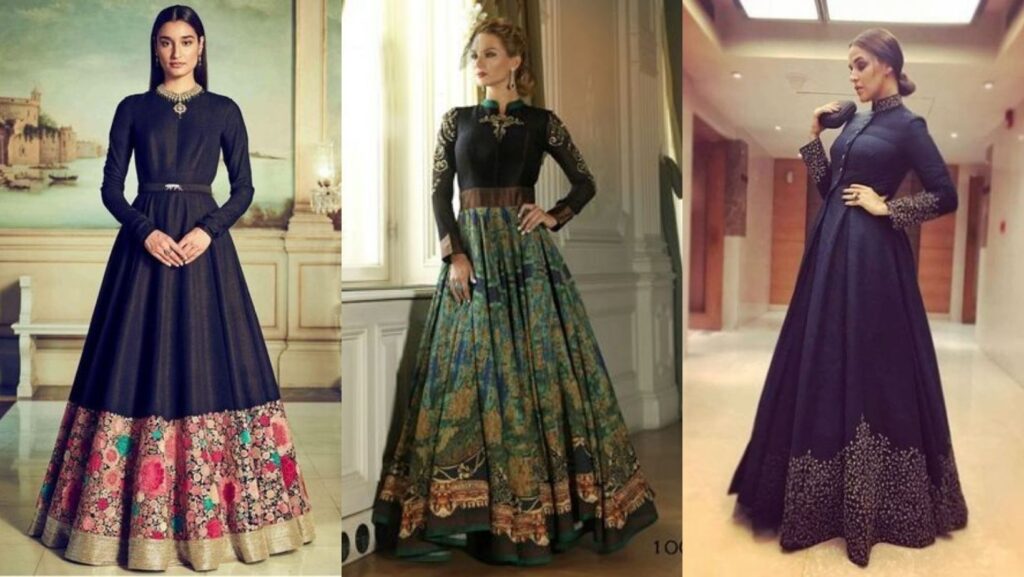 Indo western wedding dresses for winters, floor-length wedding gowns, Winter wedding outfit ideas, winter wedding dresses, winter wedding outfits, 